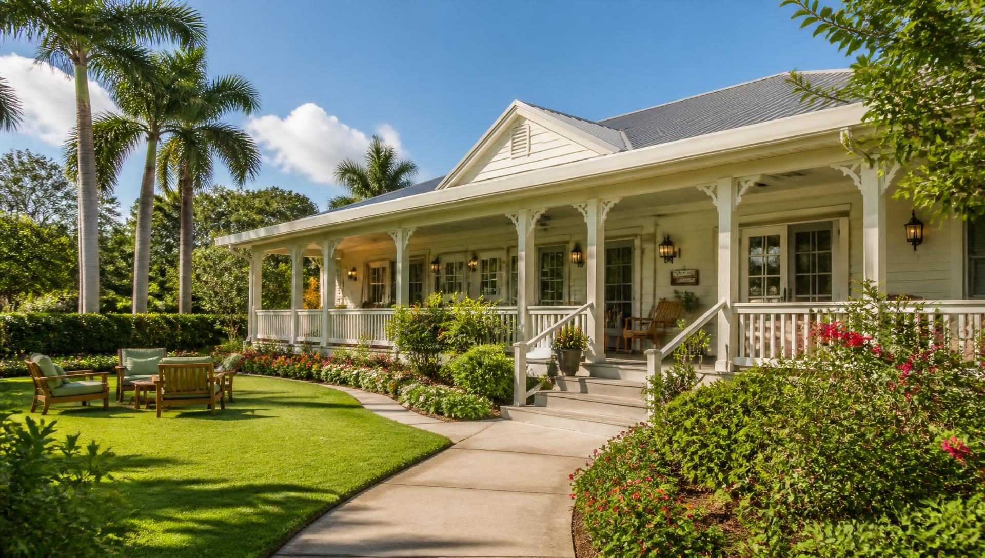 Casa com varanda ampla e jardim tranquilo